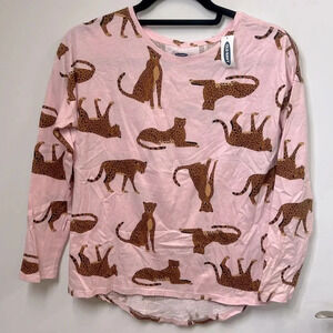 NWT Old Navy pink with cheetahs long sleeve high low shirt size XL (14)